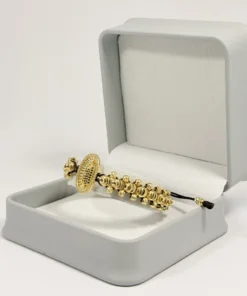 Pulsera Tejida | Virgen de Guadalupe | Oro Laminado 18K | Color Cafe.