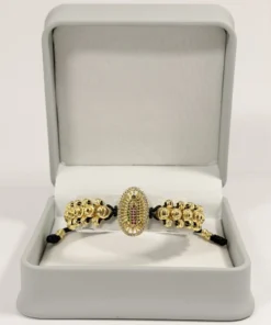 Alternative view of Pulsera Tejida | Virgen de Guadalupe | Oro Laminado 18K | Color Negro.