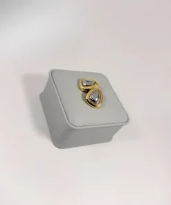 Aretes Topo Triangular Bicolor | Colección Magna | Oro Laminado 18K
