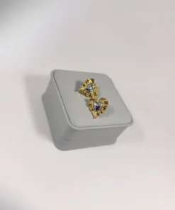 Aretes Topo Corazón Radiante Bicolor | Colección Magna | Oro Laminado 18K