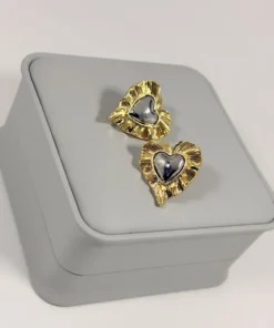 Alternative view of Aretes Topo Corazón Radiante Bicolor | Colección Magna | Oro Laminado 18K