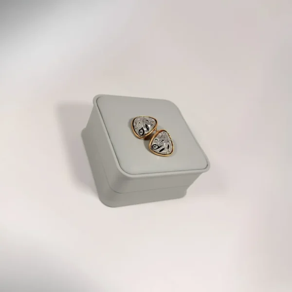 Aretes Topo Gota Molten Enmarcado Bicolor | Colección Magna | Oro Laminado 18K