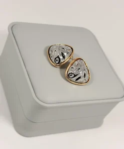 Alternative view of Aretes Topo Gota Molten Enmarcado Bicolor | Colección Magna | Oro Laminado 18K