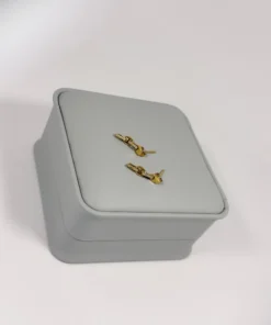 Aretes Trepador Eslabón Circonias Dorado | Colección Essenza | Oro Laminado 18K