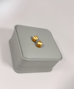 Aretes Topo Cuadrado Satinado Dorado | Colección Essenza | Oro Laminado 18K