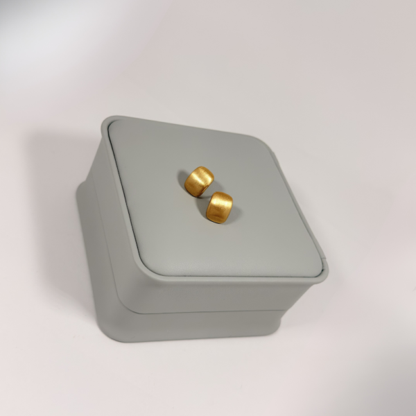 Aretes Topo Cuadrado Satinado Dorado | Colección Essenza | Oro Laminado 18K