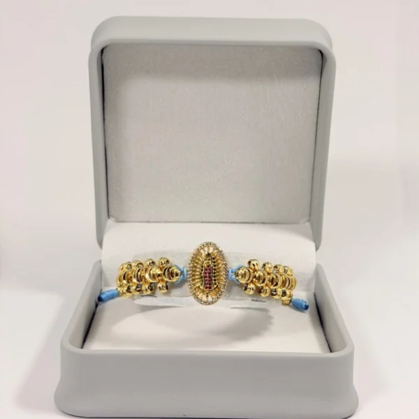 Alternative view of Pulsera Tejida | Virgen de Guadalupe | Oro Laminado 18K | Color Azul Pastel.