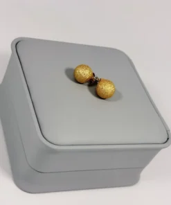 Alternative view of Aretes Topo Balín Diamantado Dorado | Colección Essenza | Oro Laminado 18K