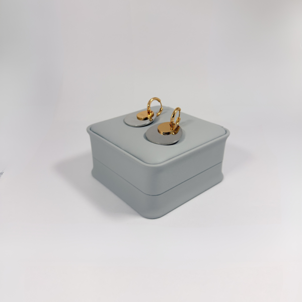 Aretes Candonga Doble Disco Bicolor | Colección Cerchio | Oro Laminado 18K