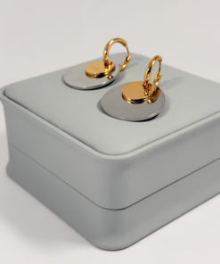 Alternative view of Aretes Candonga Doble Disco Bicolor | Colección Cerchio | Oro Laminado 18K