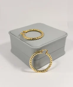 Aretes Candonga Aro Torcido Dorada | Colección Cerchio | Oro Laminado 18K