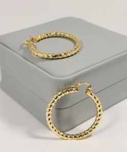 Alternative view of Aretes Candonga Aro Torcido Dorada | Colección Cerchio | Oro Laminado 18K