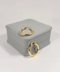 Aretes Candonga Aro Liso Dorada | Colección Cerchio | Oro Laminado 18K