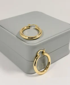 Alternative view of Aretes Candonga Aro Liso Dorada | Colección Cerchio | Oro Laminado 18K