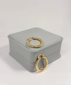 Aretes Candonga Aro Diamantado Dorada | Colección Cerchio | Oro Laminado 18K