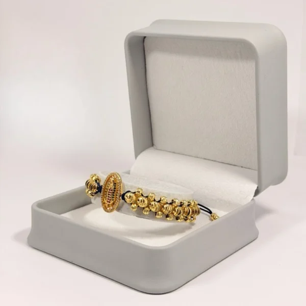 Pulsera Tejida | Virgen de Guadalupe | Oro Laminado 18K | Color Azul Rey