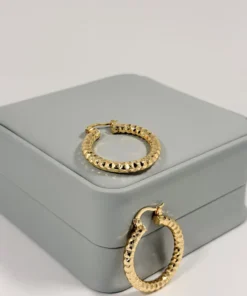 Alternative view of Aretes Candonga Aro Diamantado Dorada | Colección Cerchio | Oro Laminado 18K