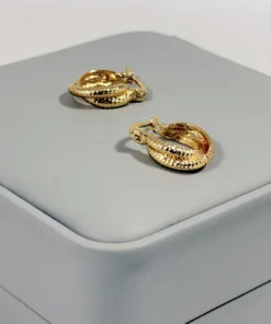 Alternative view of Aretes Candonga Mini Doble Banda Dorada | Colección Cerchio | Oro Laminado 18K