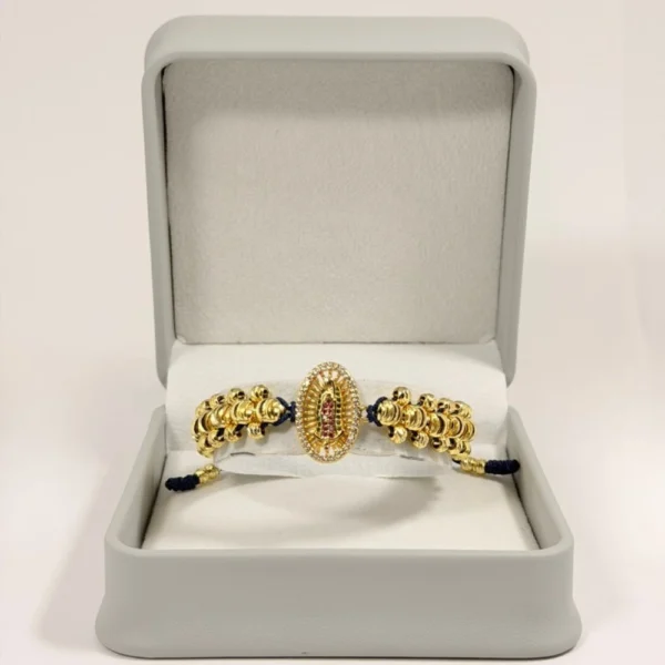Alternative view of Pulsera Tejida | Virgen de Guadalupe | Oro Laminado 18K | Color Azul Rey