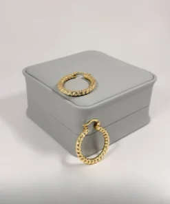 Aretes Candonga Aro Espiral Diamantado Dorada | Colección Cerchio | Oro Laminado 18K