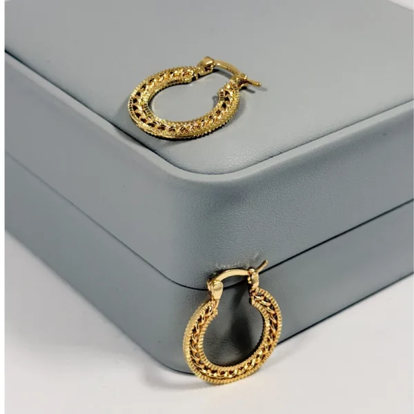 Alternative view of Aretes Candonga Aro Bizantino Dorada | Colección Cerchio | Oro Laminado 18K