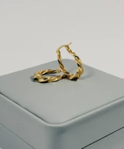 Alternative view of Aretes Candonga Aro Trenzado Doble Dorada | Colección Cerchio | Oro Laminado 18K