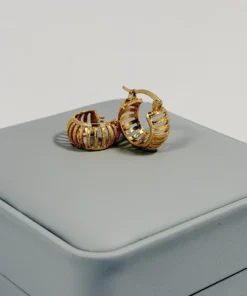 Alternative view of Aretes Candonga Mini Jaula Calada Dorada | Colección Cerchio | Oro Laminado 18K