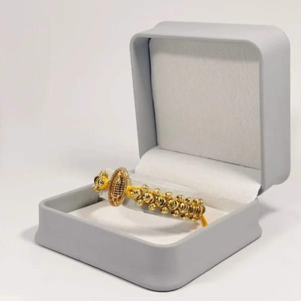 Pulsera Tejida | Virgen de Guadalupe | Oro Laminado 18K | Color Amarillo.