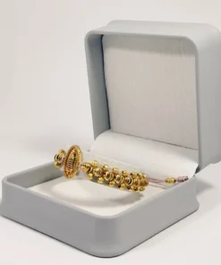 Pulsera Tejida | Virgen de Guadalupe | Oro Laminado 18K | Color Marfil.