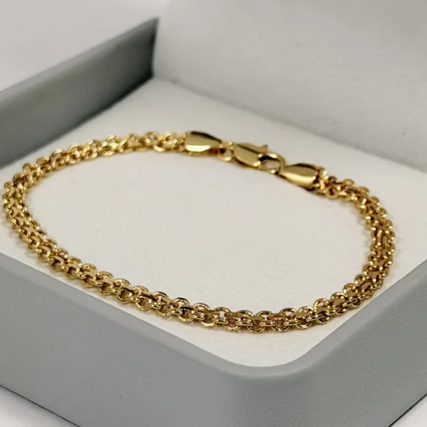 Alternative view of Pulso Tejido Chino Doble Carril Dorado | Oro Laminado 18K