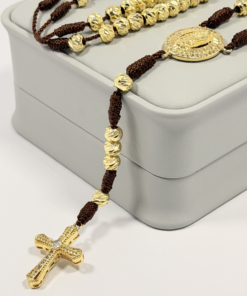 Alternative view of Rosario Cafe Tejido a Mano Balines 6mm | Oro Laminado 18K