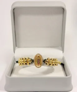 Alternative view of Pulsera Tejida | Virgen de Guadalupe | Oro Laminado 18K | Color Verde Esmeralda.