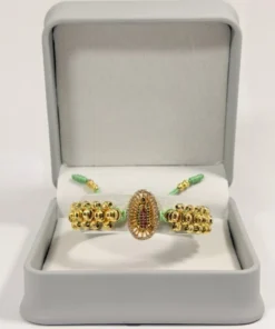 Alternative view of Pulsera Tejida | Virgen de Guadalupe | Oro Laminado 18K | Color Verde Menta.