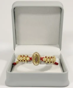 Alternative view of Pulsera Tejida | Virgen de Guadalupe | Oro Laminado 18K | Color Rojo.
