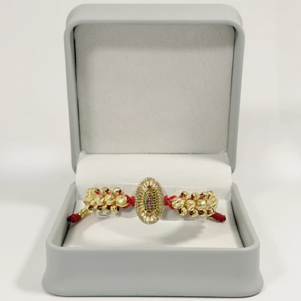 Alternative view of Pulsera Tejida | Virgen de Guadalupe | Oro Laminado 18K | Color Rojo.