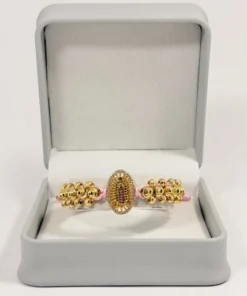 Alternative view of Pulsera Tejida | Virgen de Guadalupe | Oro Laminado 18K | Color Rosado Pastel.