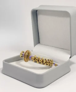 Pulsera Tejida | Virgen de Guadalupe | Oro Laminado 18K | Color Lila