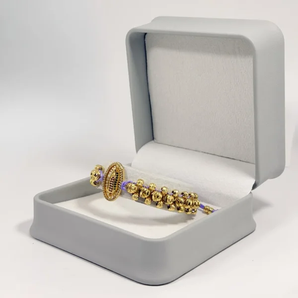 Pulsera Tejida | Virgen de Guadalupe | Oro Laminado 18K | Color Lila