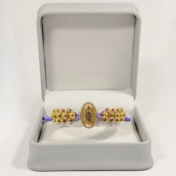 Alternative view of Pulsera Tejida | Virgen de Guadalupe | Oro Laminado 18K | Color Lila
