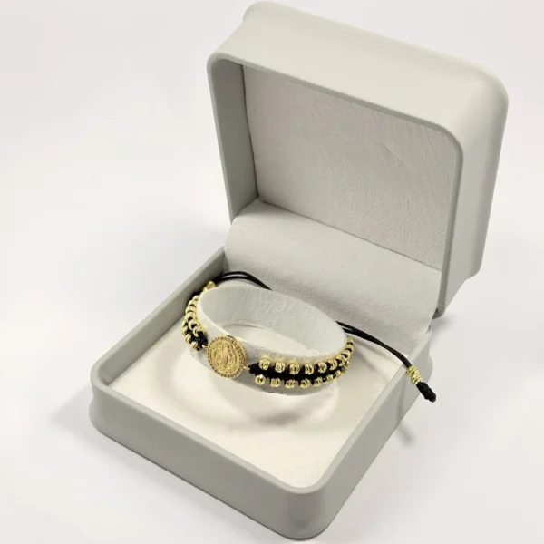 Pulsera Tejida | San Benito | Oro Laminado 18K | Color Negro.