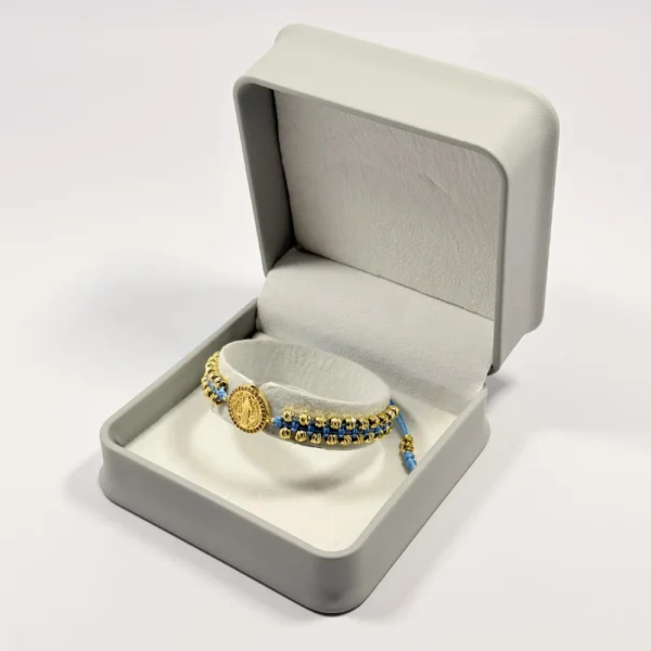 Pulsera Tejida | San Benito | Oro Laminado 18K | Color Azul Marino.