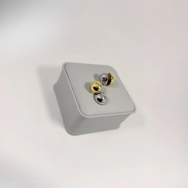 Aretes Topo Esfera Bicolor | Colección Magna | Oro Laminado 18K