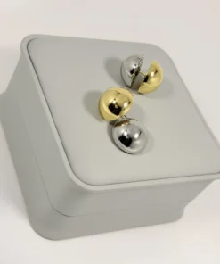 Alternative view of Aretes Topo Esfera Bicolor | Colección Magna | Oro Laminado 18K